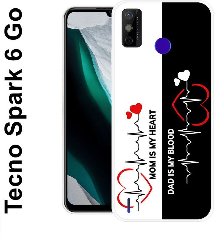 KUDI Back Cover for Tecno Spark 6 Go, Tecno Spark Go 2021  (Black, White, Grip Case, Silicon)
