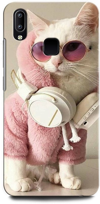 INTELLIZE Back Cover for Vivo V9 Youth 1727 CAT, CUTE CAT, HEADPHONE, FUNNY CAT, GOGGLES  (Multicolor, Hard Case, Pack of: 1)