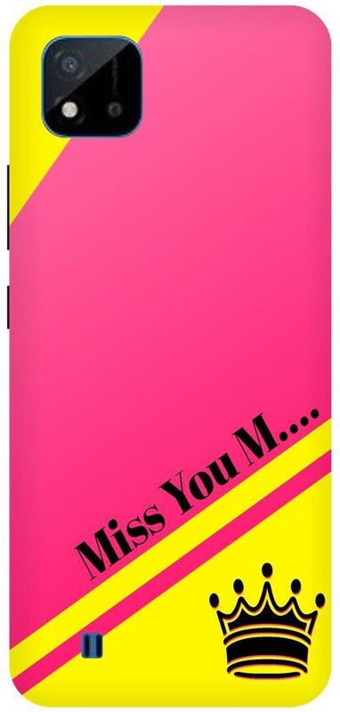 Bluvver Back Cover for Realme C20,RMX3061, Printed Miss you M Letter Back Cover  (Multicolor, Hard Case, Pack of: 1)