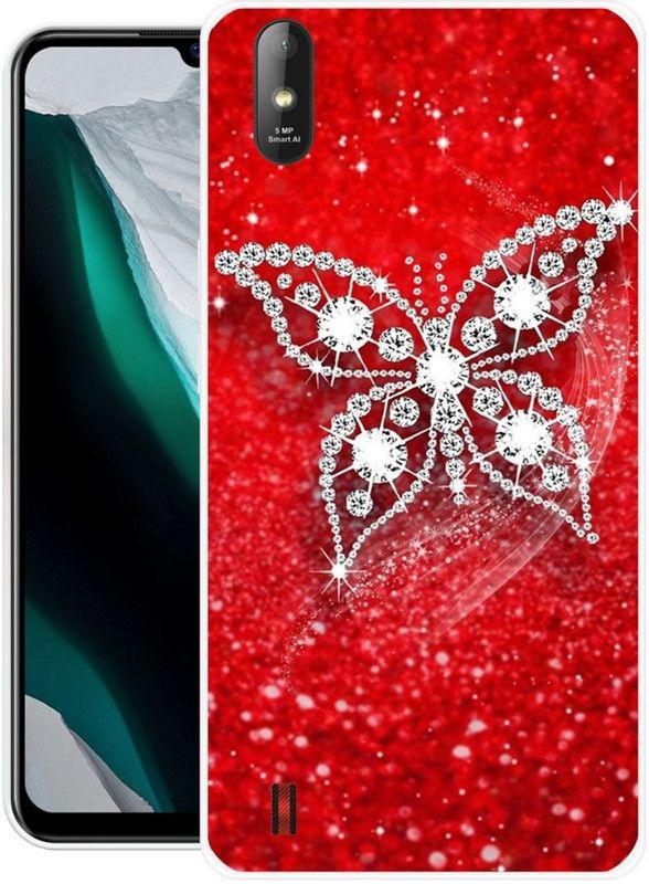 BAGRA Back Cover for Lava Z1  (Red, Silver, Silicon)