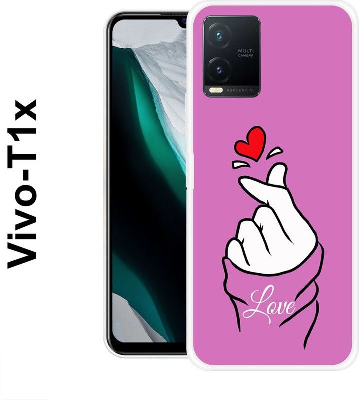 SUPER CASE Back Cover for Vivo T1x  (Pink, White, Grip Case, Silicon)