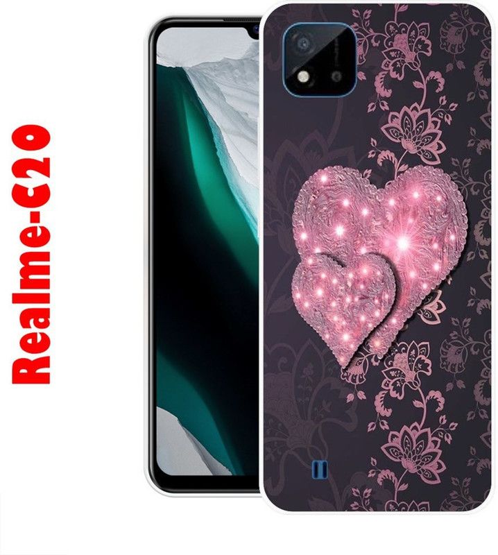 CellWorld Back Cover for Realme C20  (Pink, Black, Silicon)