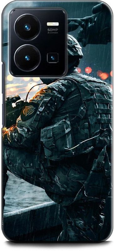 INDICRAFT Back Cover for Vivo Y35, V2205 ARMY, SOLDIER, BATTLEFIELD, SUPERHEROS, MILITARY  (Multicolor, Shock Proof, Pack of: 1)