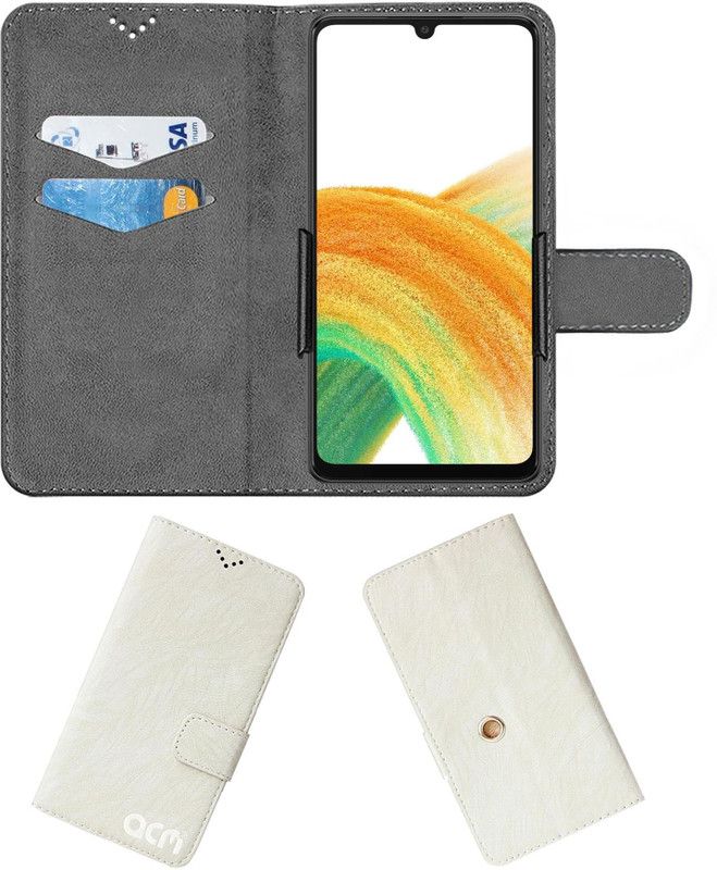 ACM Flip Cover for Samsung Galaxy A33  (White, Cases with Holder)