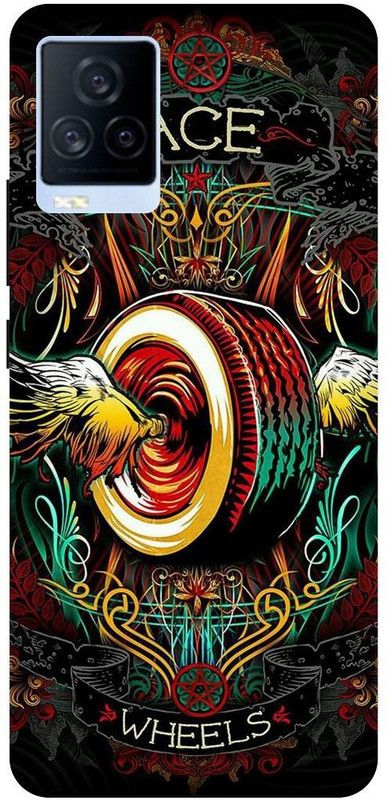PICHKU Back Cover for IQOO 7 (4G)- V2049A-MANDALA,,FUNKY,RANGOLI,I,PHONE,APP-LE,CARTOON,TEDDY,BOYS,LOGO  (Orange, Hard Case, Pack of: 1)