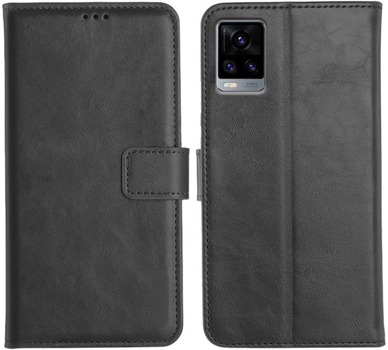 UBROS NETWORK Flip Cover for Vivo V20  (Black, Magnetic Case, Pack of: 1)