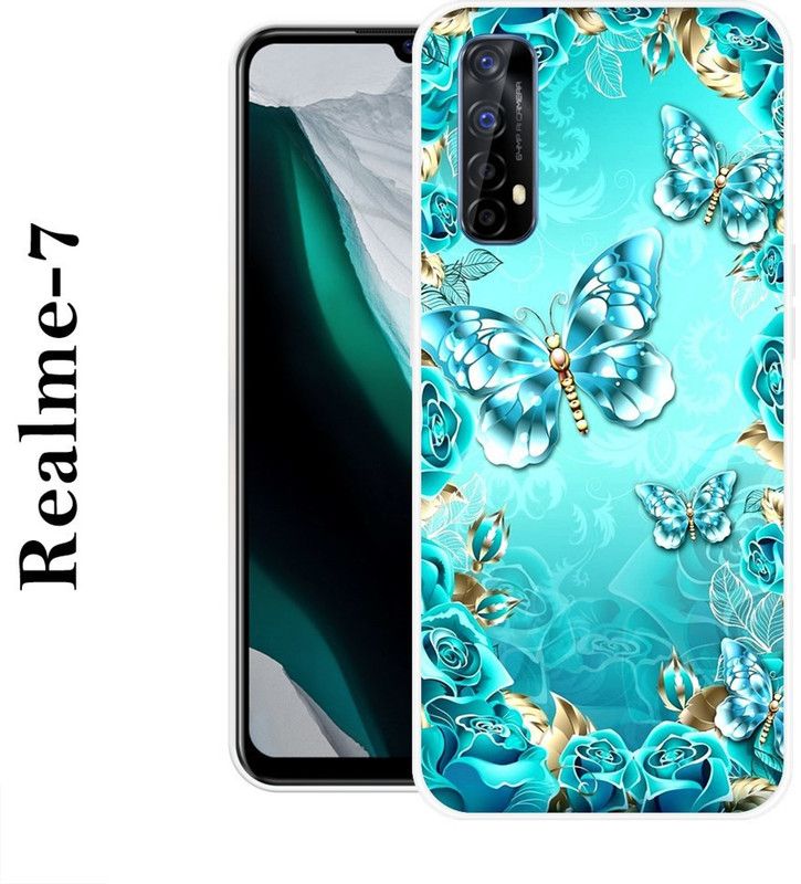 REALKING Back Cover for Realme 7  (Blue, Grip Case, Silicon)