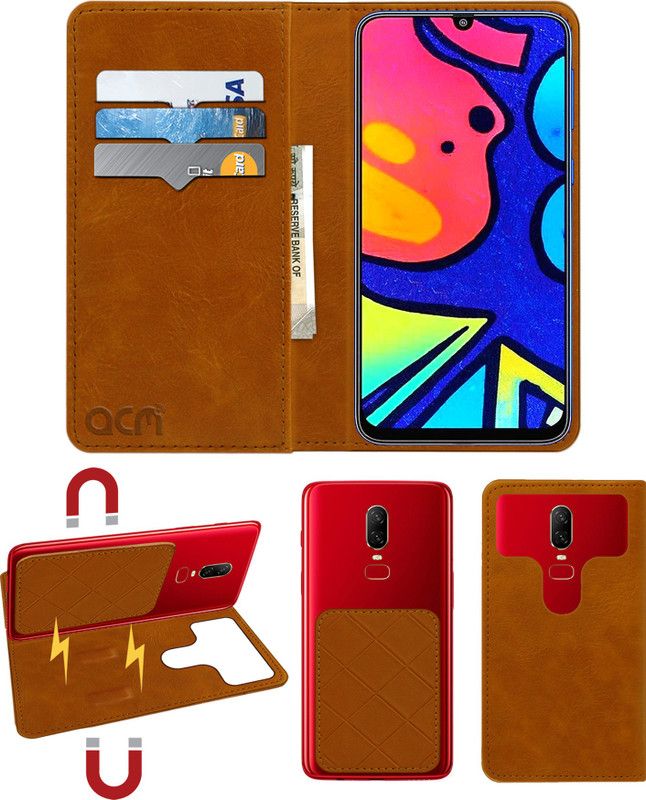 ACM Flip Cover for Samsung Galaxy M21s  (Gold, Cases with Holder, Pack of: 1)