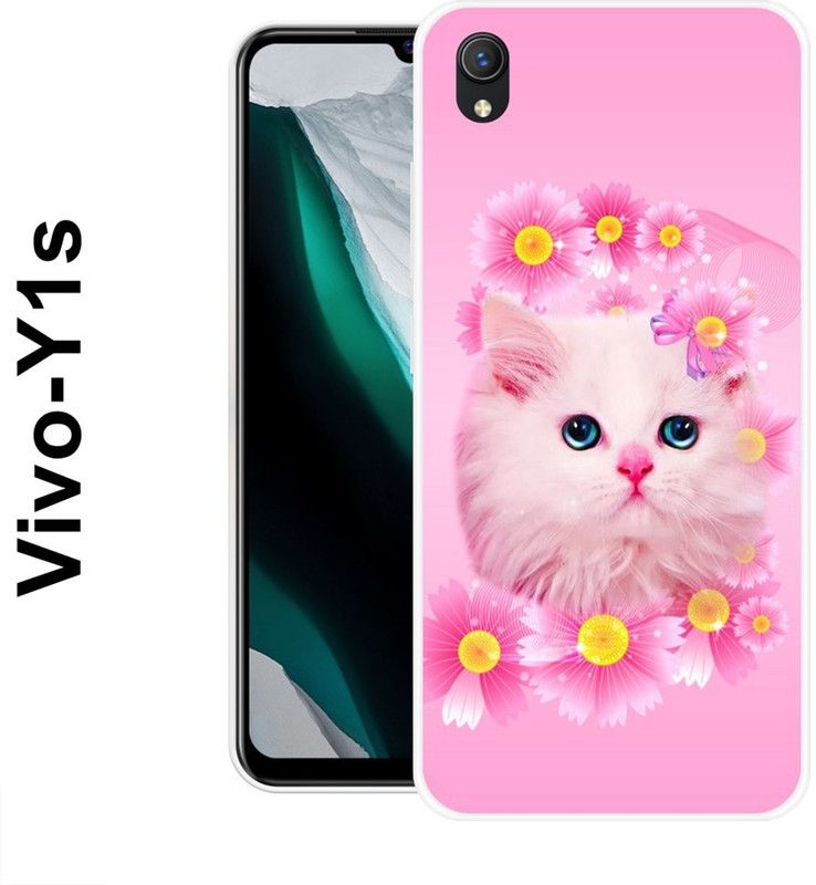 KLC Back Cover for Vivo Y1s  (Pink, White, Silicon)