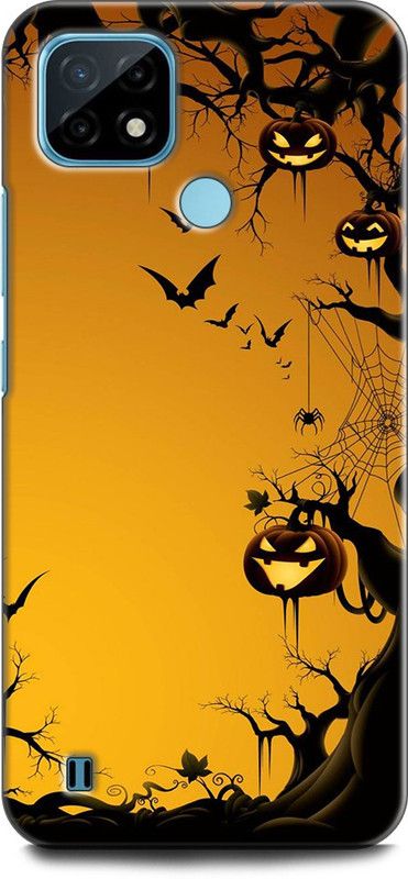 WallCraft Back Cover for Realme C21, RMX3201 HELLOWEEN HOUSE, MOON, PUMPKIN, HAUNTED, DARK  (Multicolor, Dual Protection, Pack of: 1)