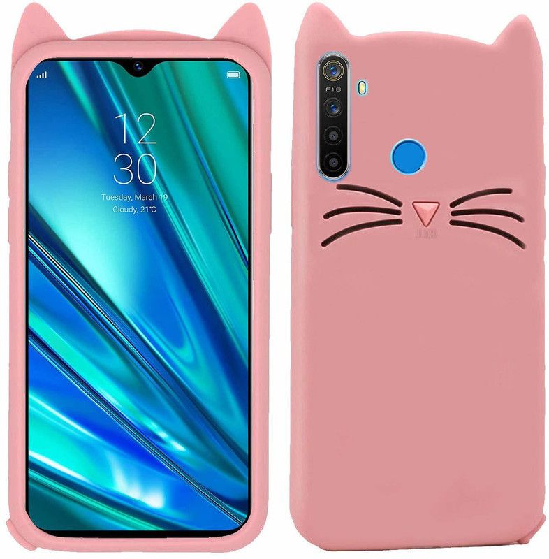 Reflect Back Cover for Realme 5iShock Proof, Cat Kitty Mobile Back Cover Girl's Case Cover  (Pink, 3D Case, Pack of: 1)