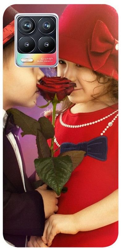 Golden Mask Back Cover for Sky Hawk Back Cover For Realme 8 Little Boy and Girl in Love  (Multicolor, Waterproof, Silicon, Pack of: 1)