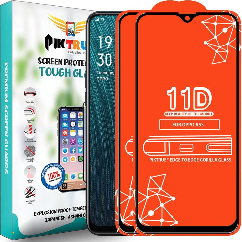 PikTrue Edge To Edge Tempered Glass for Oppo A5S  (Pack of 2)