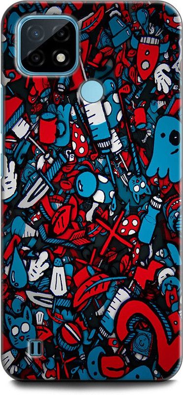 INDICRAFT Back Cover for Realme C21Y, RMX3261 TRIPPY, COLOURFUL, UNIQUE, ABSTRACT, ART, TEXTURE, INSCRIPTION  (Multicolor, Dual Protection, Pack of: 1)