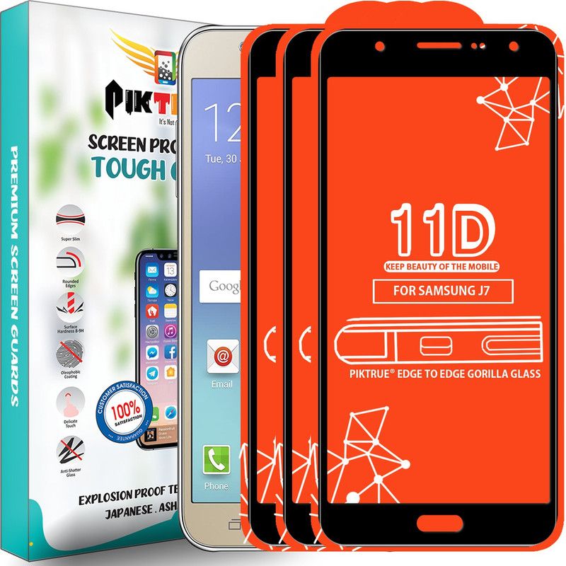 PikTrue Edge To Edge Tempered Glass for Samsung Galaxy J7  (Pack of 3)