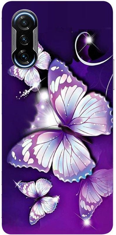 Golden Mask Back Cover for Sky Hawk Back Cover For Redmi Poco F3 GT Purple Butterfly  (Multicolor, Waterproof, Silicon, Pack of: 1)