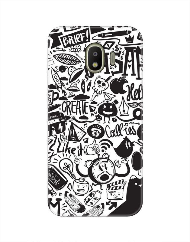 Smutty Back Cover for Samsung Galaxy J2 2018, SM-J250F, SM-J250G - Doodle Print  (Black, White, Hard Case, Pack of: 1)