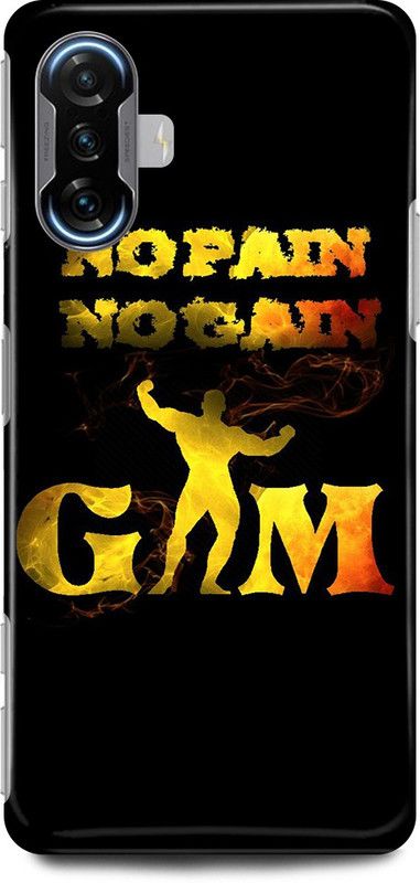 play fast Back Cover for POCO F3 GT NO, PAIN, NO, GAIN, GYM, WORKOUT  (Yellow, Hard Case, Pack of: 1)