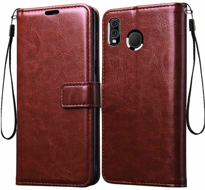 AGEIS Wallet Case Cover for Samsung Galaxy A20, Samsung Galaxy A30, Samsung Galaxy M10S  (Brown, Shock Proof, Pack of: 1)