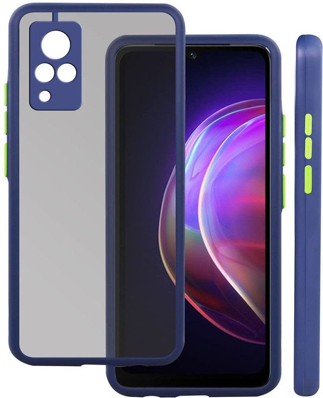 KANDIX Back Cover for VIVO V21  (Blue, Silicon)