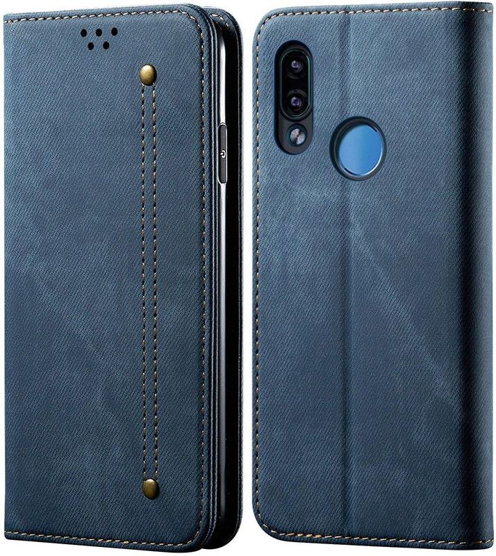 Pure Color Wallet Case Cover for Redmi Note 7 Pro / Redmi Note 7 / Redmi Note 7s  (Blue, Magnetic Case, Pack of: 1)
