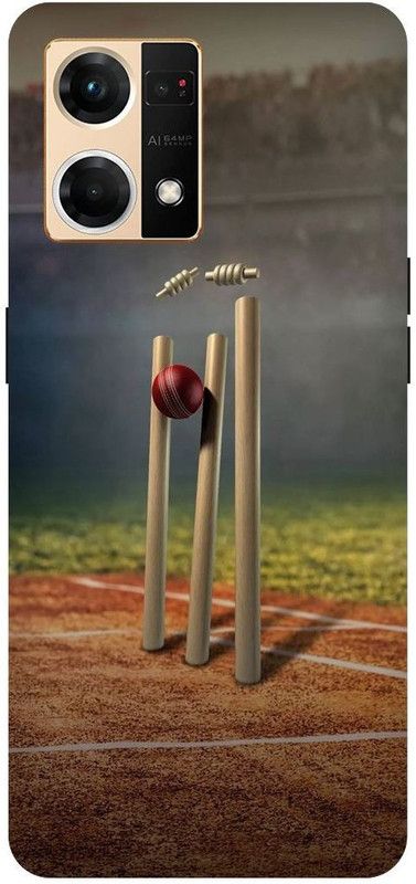 THE NARAYANA COLLECTIONS Back Cover for OPPO RENO 7- CPH2363-CRICKET,STUMPS,GROUND,SPORTS,GAME  (Multicolor, Hard Case, Pack of: 1)