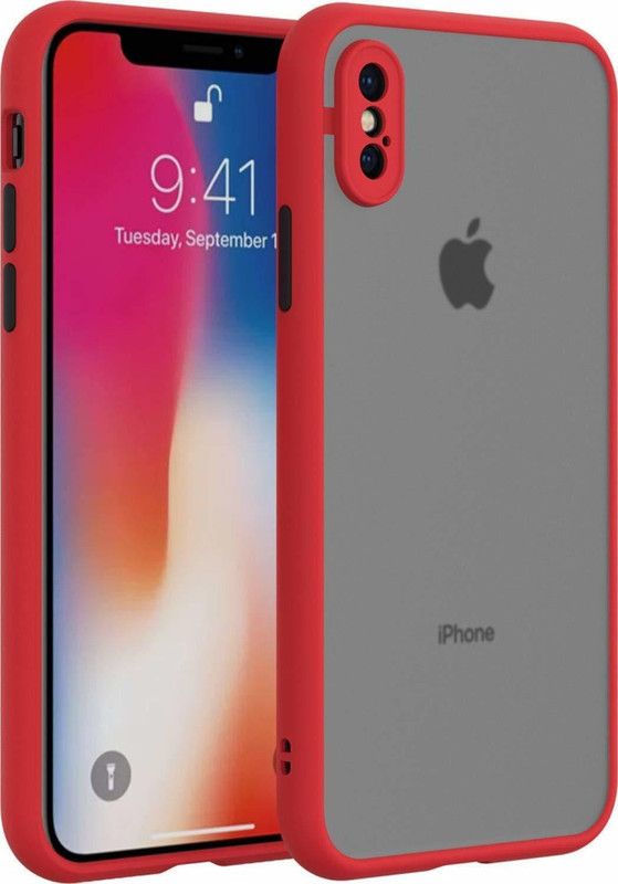 AOnes Back Cover for Iphone X / Xs  (Red, Cases with Holder, Pack of: 1)