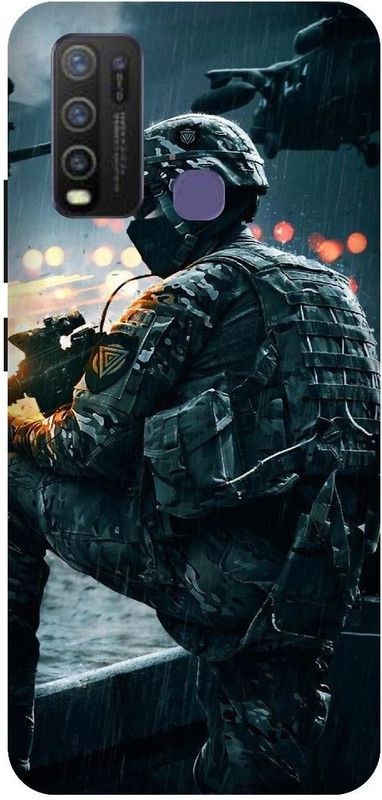 UMPRINT Back Cover for Vivo Y30 Ar-15 Gun, Army Printed Back Cover  (Multicolor, Hard Case, Pack of: 1)