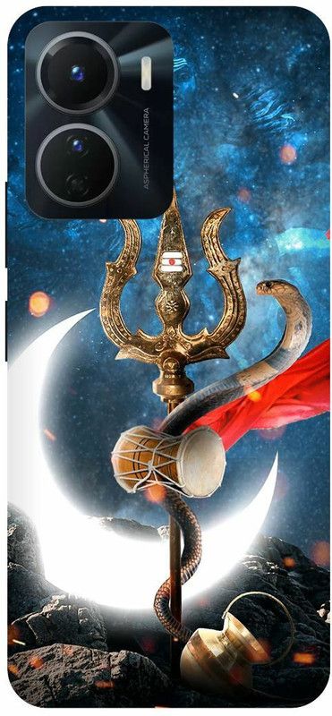 COVERJET Back Cover for VIVO Y16-OM- MAHAKAL- TRISHOOL- DAMRU  (Blue, Hard Case, Pack of: 1)