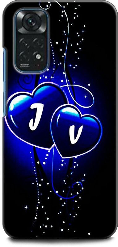 WallCraft Back Cover for Redmi Note 11, 2201117TI J V, J LOVES V, NAME, ALPHABET, JV LOVE, HART, BLUE  (Multicolor, Dual Protection, Pack of: 1)