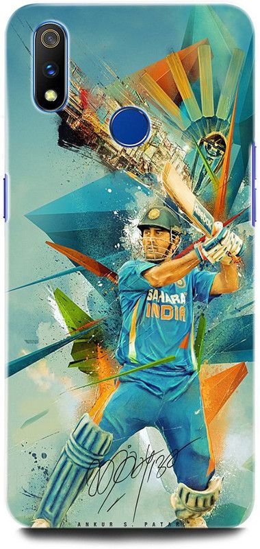 ORBIQE Back Cover for Realme 3i RMX1827 MS DHONI 7, MAHENDRA SINGH DHONI, DHONI, CRICKET, JERSEY  (Multicolor, Hard Case, Pack of: 1)