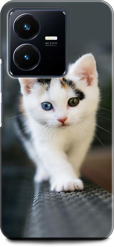 KEYCENT Back Cover for Vivo Y22, V2207 CAT, WHITE CAT, CUTE CATE, LITTILE CAT, BLUE EYES CAT  (Multicolor, Shock Proof, Pack of: 1)