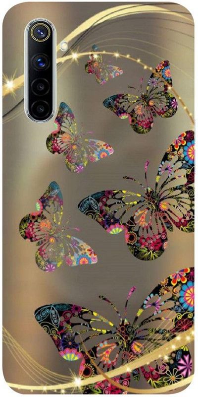Skyhawk Back Cover for Realme 6 Golden Butterfly  (Multicolor, Waterproof, Silicon, Pack of: 1)