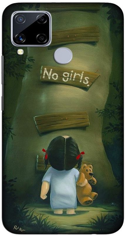 CROKIAN Back Cover for Realme C15 Cartoon Girl Back Cover  (Multicolor, Hard Case, Pack of: 1)