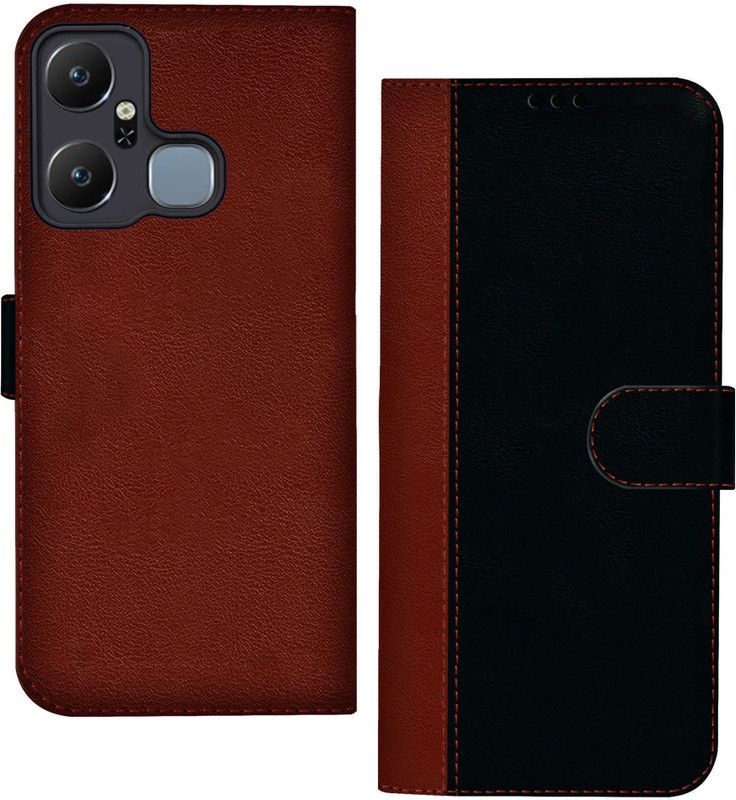 Flipkart SmartBuy Wallet Case Cover for Infinix Smart 6 Plus  (Black, Brown, Dual Protection, Pack of: 1)