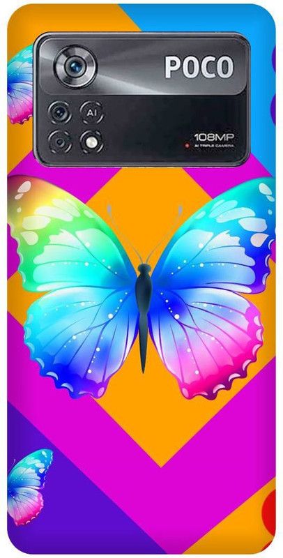 play fast Back Cover for POCO X4 Pro 5G, BUTTERFLY, COLORFULL, BUTTERFLY  (Multicolor, Hard Case, Pack of: 1)