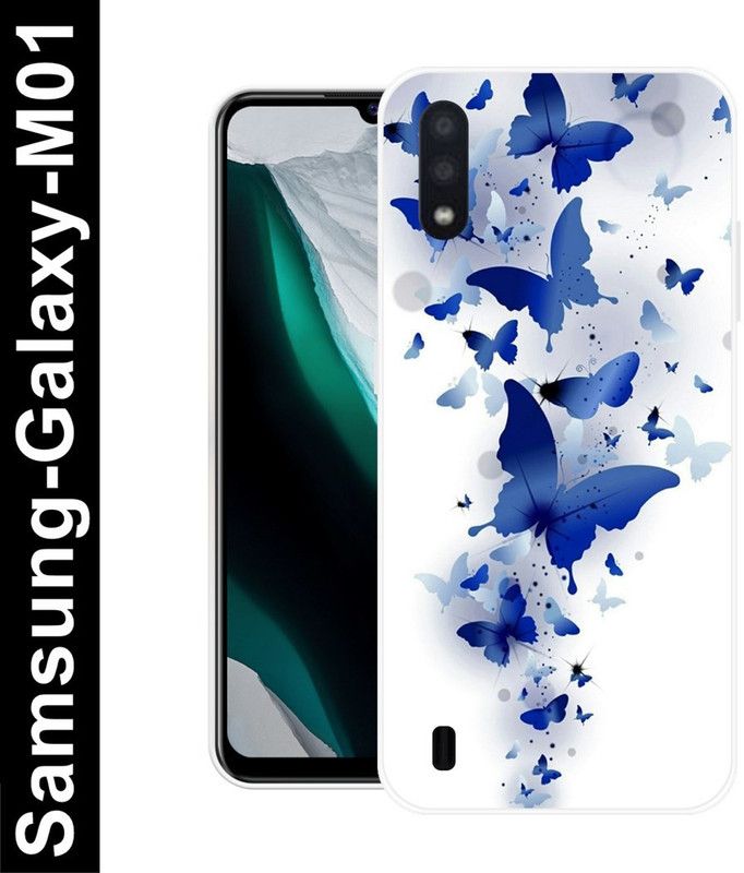 RJ14 (Online) Back Cover for Samsung Galaxy A01  (White, Blue, Grip Case, Silicon, Pack of: 1)
