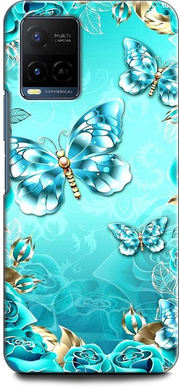 KEYCENT Back Cover for Vivo Y33T, V2146 BUTTERFLY, FLOWERS, ABSTRACT, TEXTURE, COLORFULL  (Multicolor, Shock Proof, Pack of: 1)
