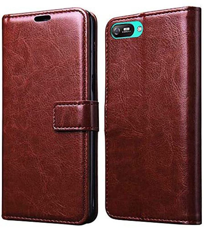 HyBEX Flip Cover for PU Leather Flip Cover Wallet Case with TPU Silicone Back Case Cover for Itel A25  (Brown)