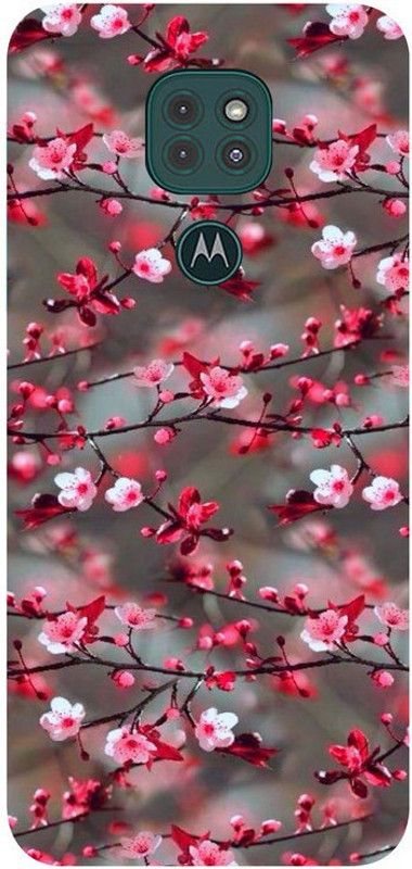 Skyhawk Back Cover for Motorola Moto E7 Plus Red And White Flowers  (Multicolor, Waterproof, Silicon, Pack of: 1)