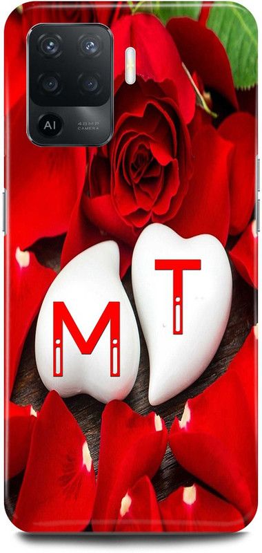 JUGGA Back Cover for OPPO F19 Pro, M LOVES T NAME,M NAME, T LETTER, ALPHABET,M LOVE T NAME  (Red, Hard Case, Pack of: 1)