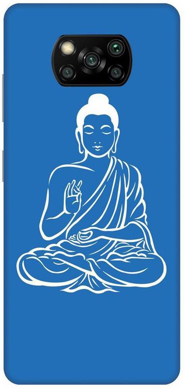 UMPRINT Back Cover for Poco X3  (Blue, White, Hard Case, Pack of: 1)