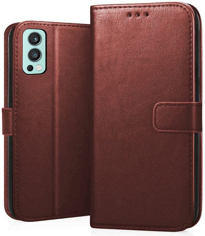 GROOZ Flip Cover for OnePlus Nord 2 5G  (Brown, Dual Protection, Pack of: 1)