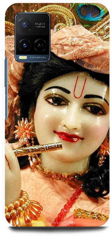 FIKORA Back Cover for Vivo Y33s, V2109, RADHA, KRISHNA, KISHAN, KANHAIYA, KANHAJI  (Gold, Hard Case, Pack of: 1)