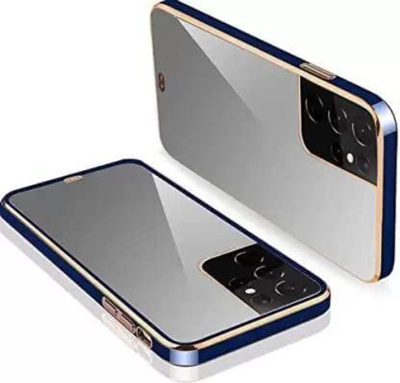 Urban Tech Back Cover for Samsung Galaxy S22 Ultra 5G |Electroplated Silicon Golden Plating Crystal Clear Case  (Blue, Grip Case, Pack of: 1)