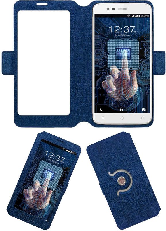 ACM Flip Cover for Intex Elyt Dual  (Blue, Cases with Holder, Pack of: 1)