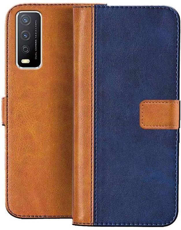 GoPerfect Flip Cover for Vivo Y20 G |Dual Shade Leather Finish Flip Cover|360 Degree Protection | Inside TPU  (Multicolor, Magnetic Case, Pack of: 1)