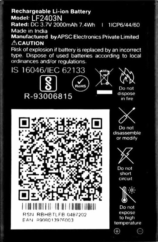 AEhub Mobile Battery For Jio Lyf F2403n Keypad Phone