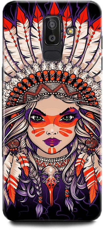 Afterglow Back Cover for SAMSUNG Galaxy J8 GRIL, INDIAN, WAR BONNET, FEATHERS, ART, COLORFUL  (Multicolor, Shock Proof, Pack of: 1)