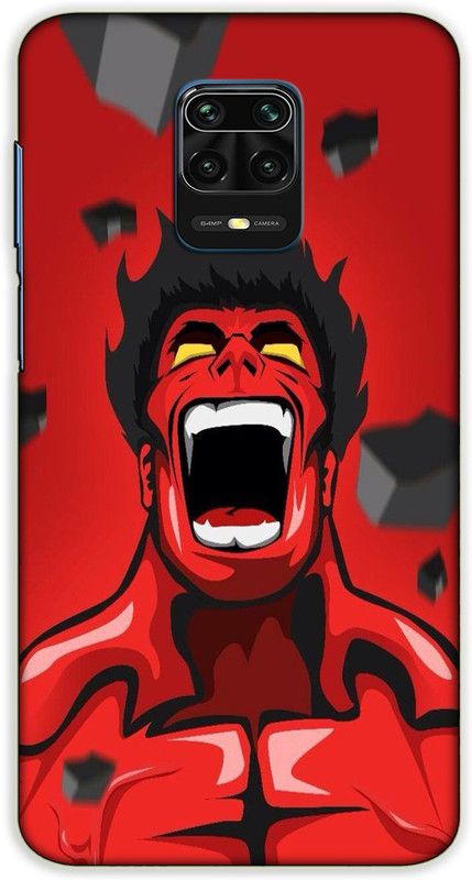 iprinto Back Cover for Redmi Note 10 Lite, Mi Redmi Note 9 Pro hulk Back Cover  (Red, Hard Case, Pack of: 1)